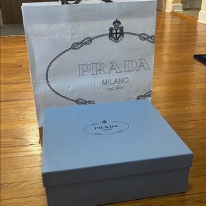 Prada Light Blue shoe Box with White Bag